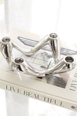 Silver Quad Candle Holder – Sculptural Modern Decor