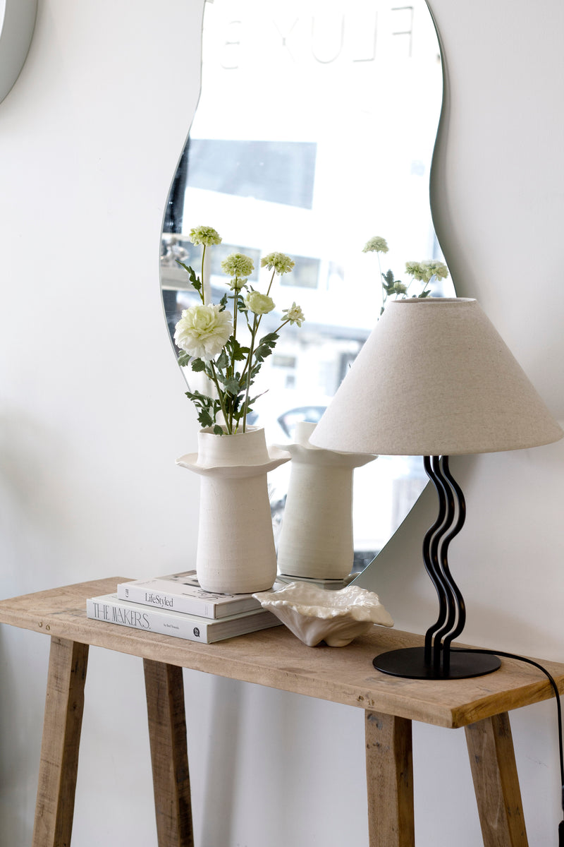 Surge Lamp – Sculptural Steel & Linen Table or Floor Lamp