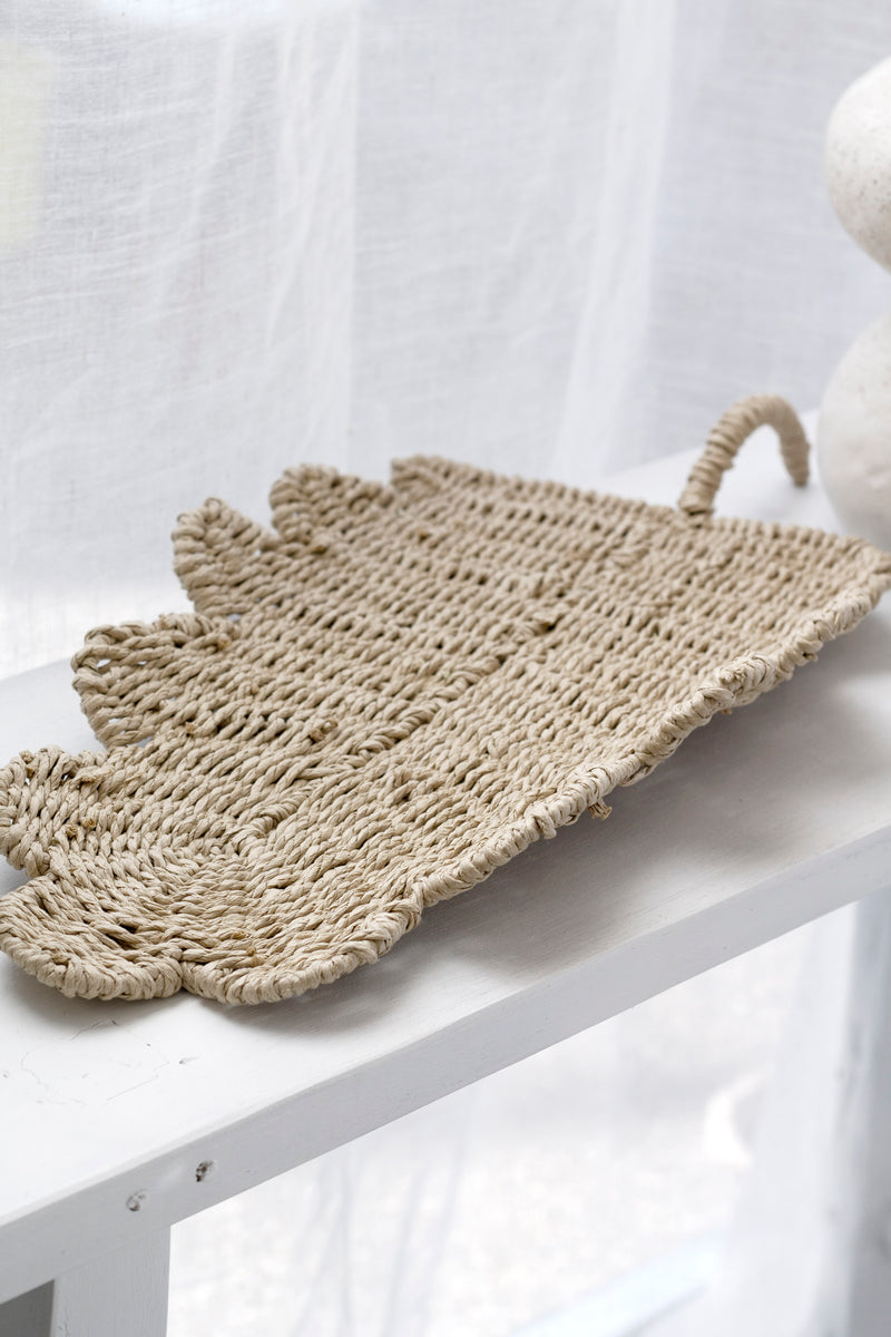 Paper Rope Leaf Tray – Woven Natural Decorative Catch-All | 56cm
