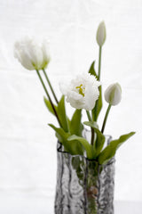 White Parrot Tulip Bunch – Set of 5 Faux Ruffled Heads