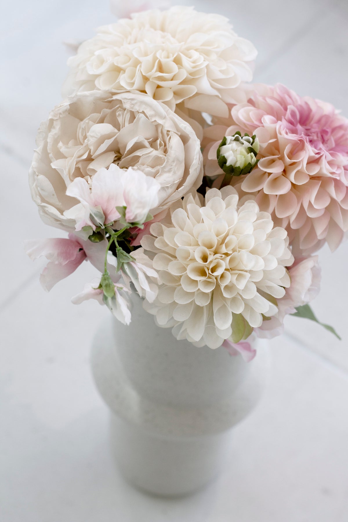 Sweet Pea Spray, Cream or Pink 68cm Faux Stem
