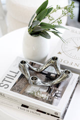 Silver Quad Candle Holder – Sculptural Modern Decor