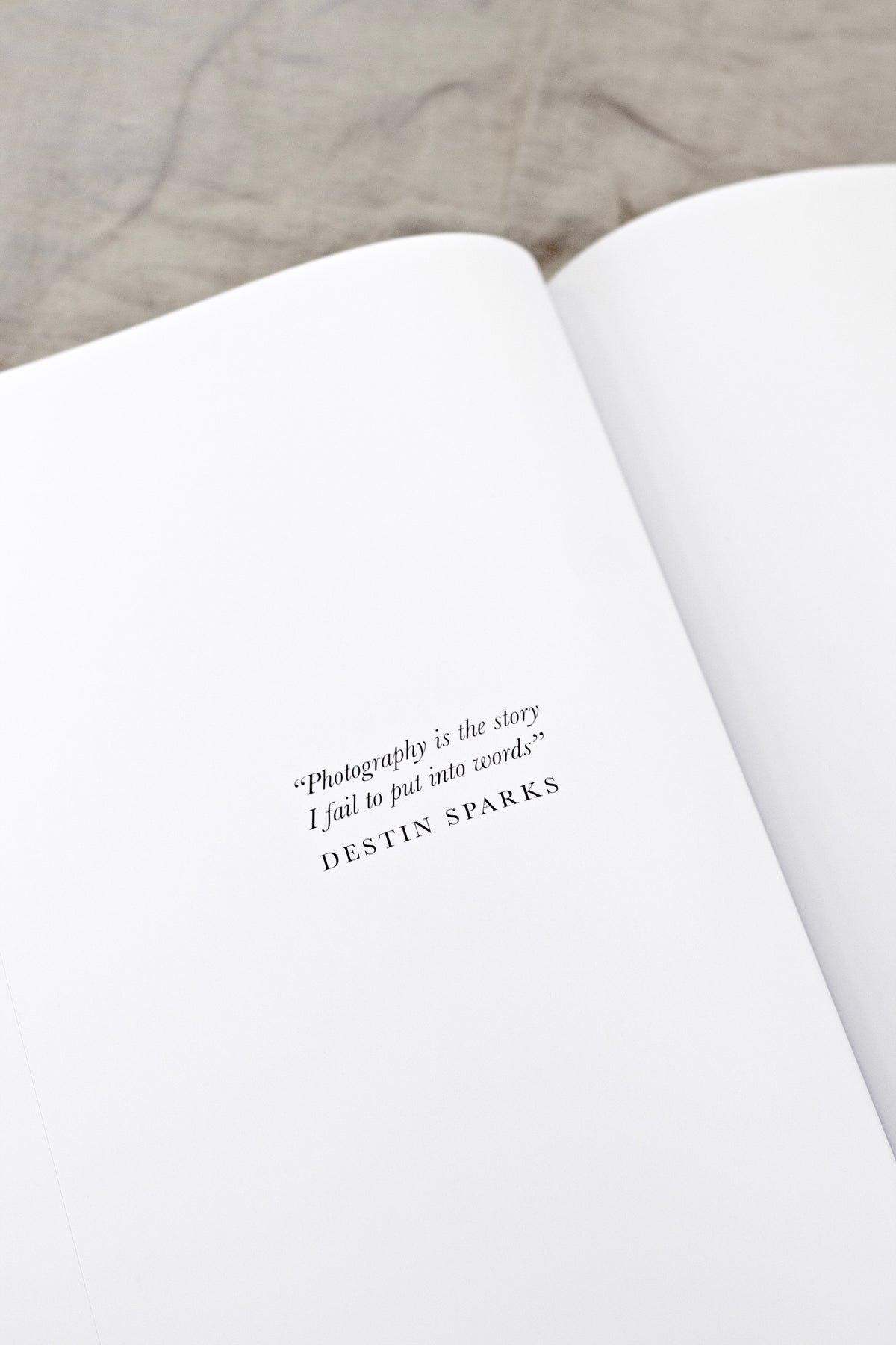 Open School Photos journal showing the printed quote on the first page