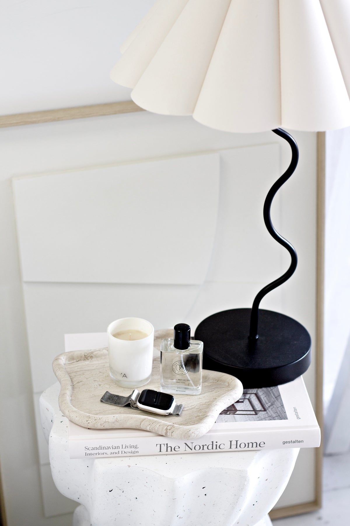 Travertine Curved Tray – Sculptural Stone Styling Piece