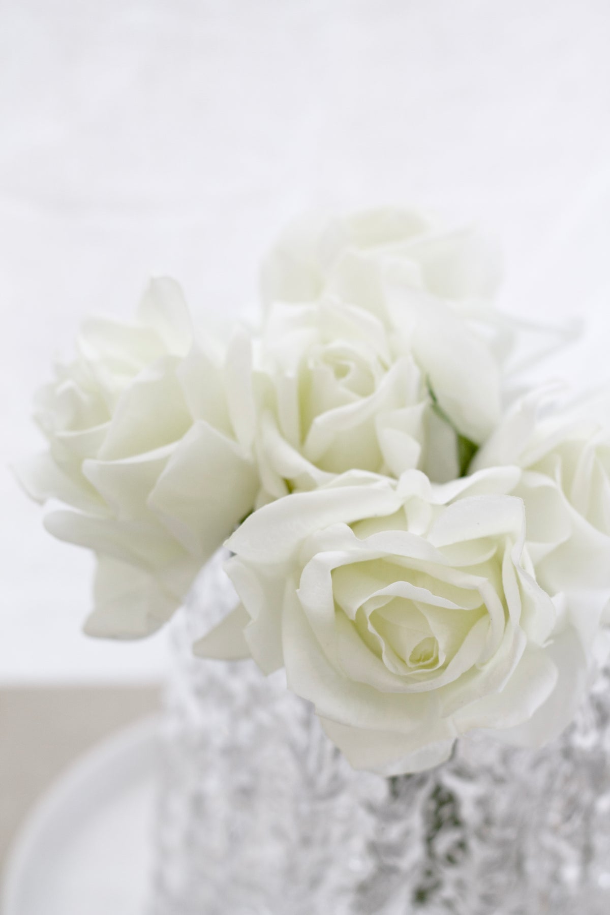 Rose Bundle, 5 Real Touch Faux Blooms, White or Pink