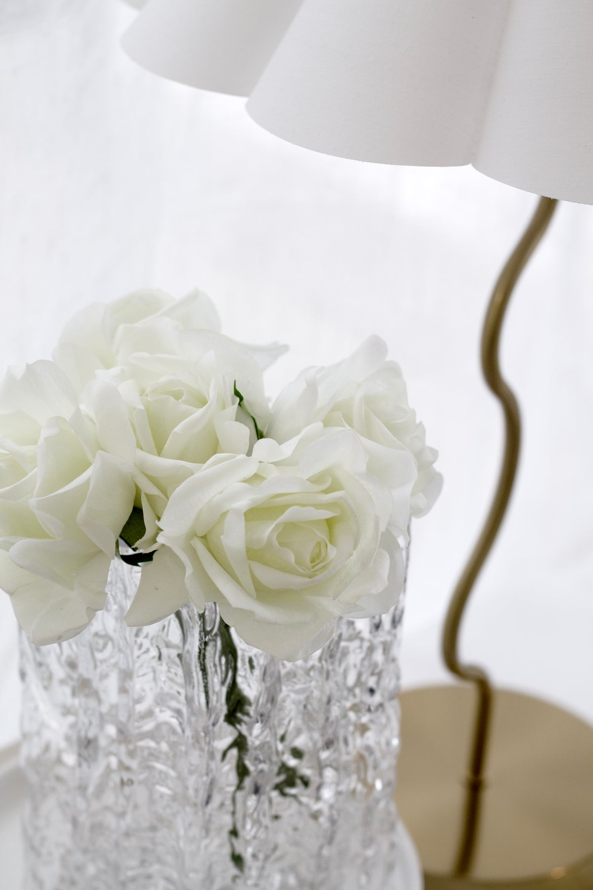 Rose Bundle, 5 Real Touch Faux Blooms, White or Pink