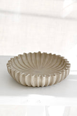 Rome Scalloped Stoneware Platter – Neutral Textured Bowl