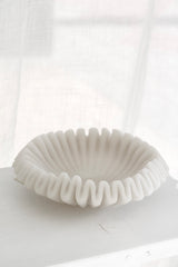 Decorative Wave Bowl – Large | Resin & Sand Sculptural Bowl | White Modern Home Decor