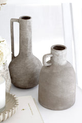 Terracotta Long Neck Vase with Large Handle – Sculptural Clay Vessel 34cm