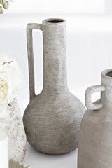 Terracotta Long Neck Vase with Large Handle – Sculptural Clay Vessel 34cm