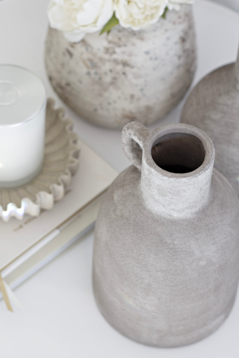 Terracotta Bottle Vase with Small Handle – Sculptural Clay Vessel