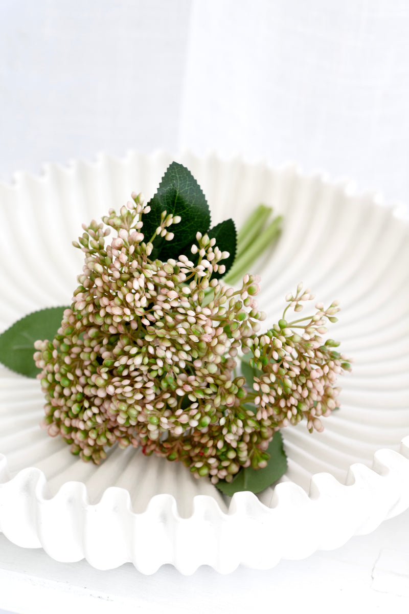 Sedum Bundle Pink Green | Lush Faux Stem for Textured Styling