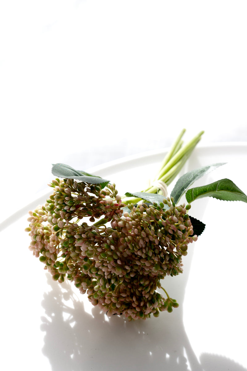 Sedum Bundle Pink Green | Lush Faux Stem for Textured Styling