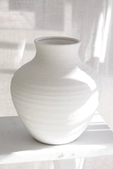 White Urn Vase – Matte Terracotta Statement Piece in Two Sizes