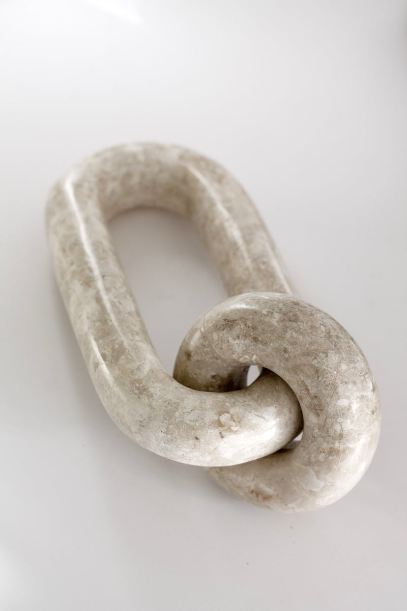 Marble Loop Chain Decor | Sculptural Stone Accent – White Marble Object