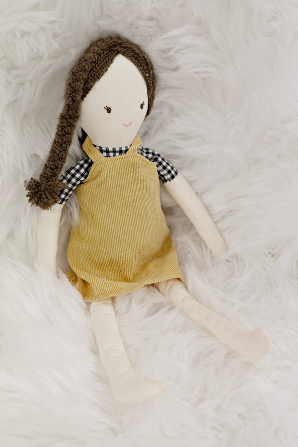 Arabella Soft Doll – 40cm | Corduroy Dress Plush Toy by Lily & George