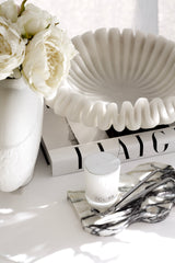 Decorative Wave Bowl – Large | Resin & Sand Sculptural Bowl | White Modern Home Decor