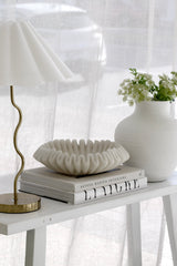 Decorative Wave Bowl – Large | Resin & Sand Sculptural Bowl | White Modern Home Decor