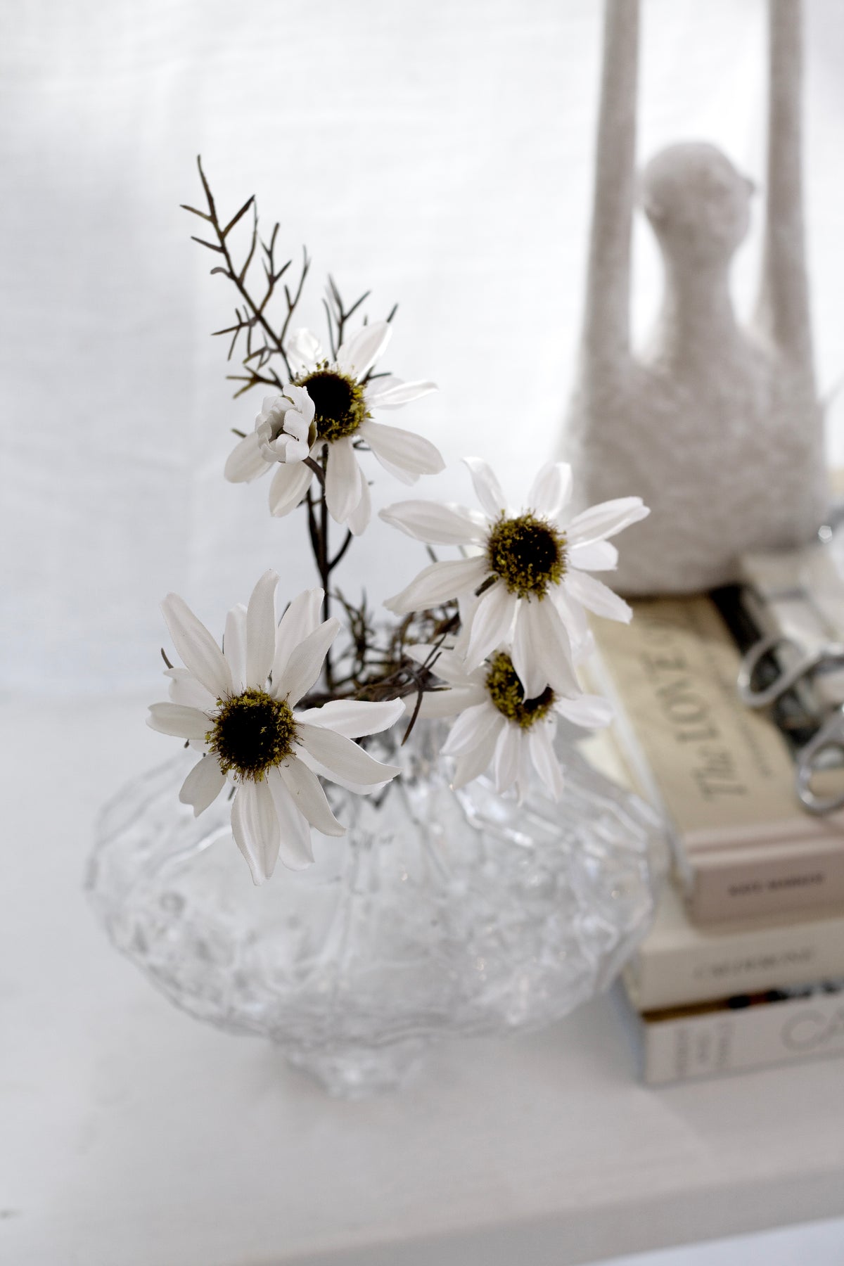 Echinacea Spray, White 50cm Faux Flower