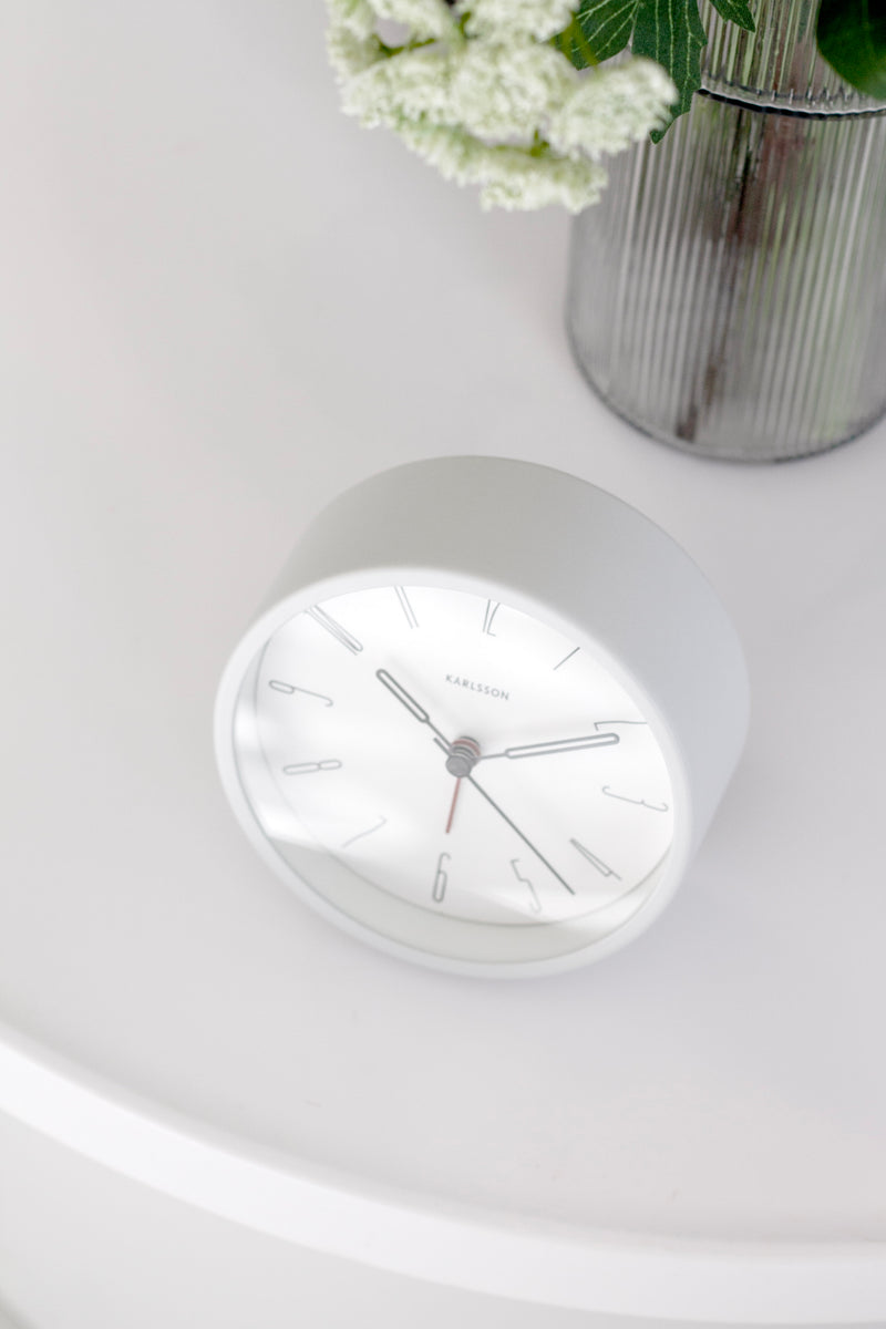 Karlsson Belle Alarm Clock — Silent Sweep, 11cm, Grey/White/Black/Green