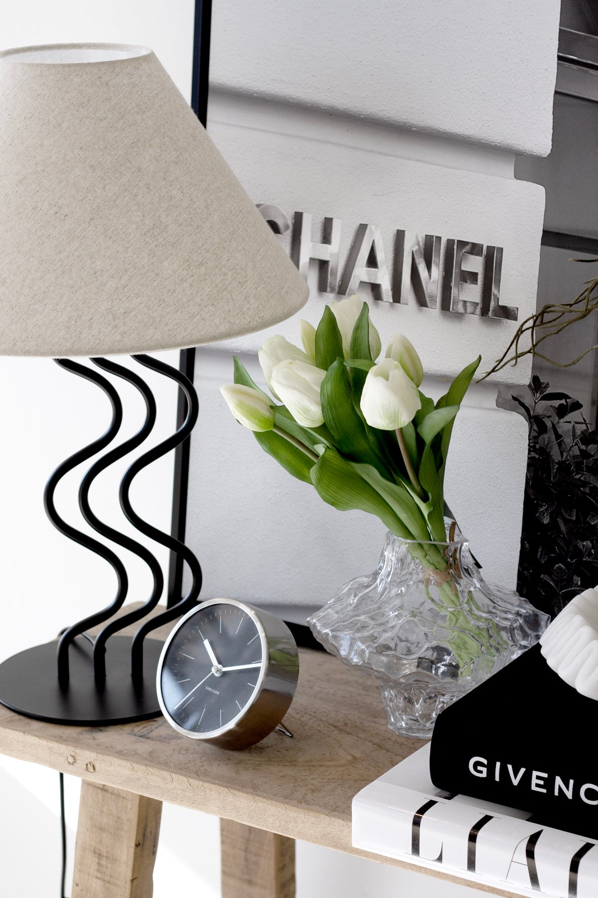 Karlsson Minimal Alarm Clock styled on a desk