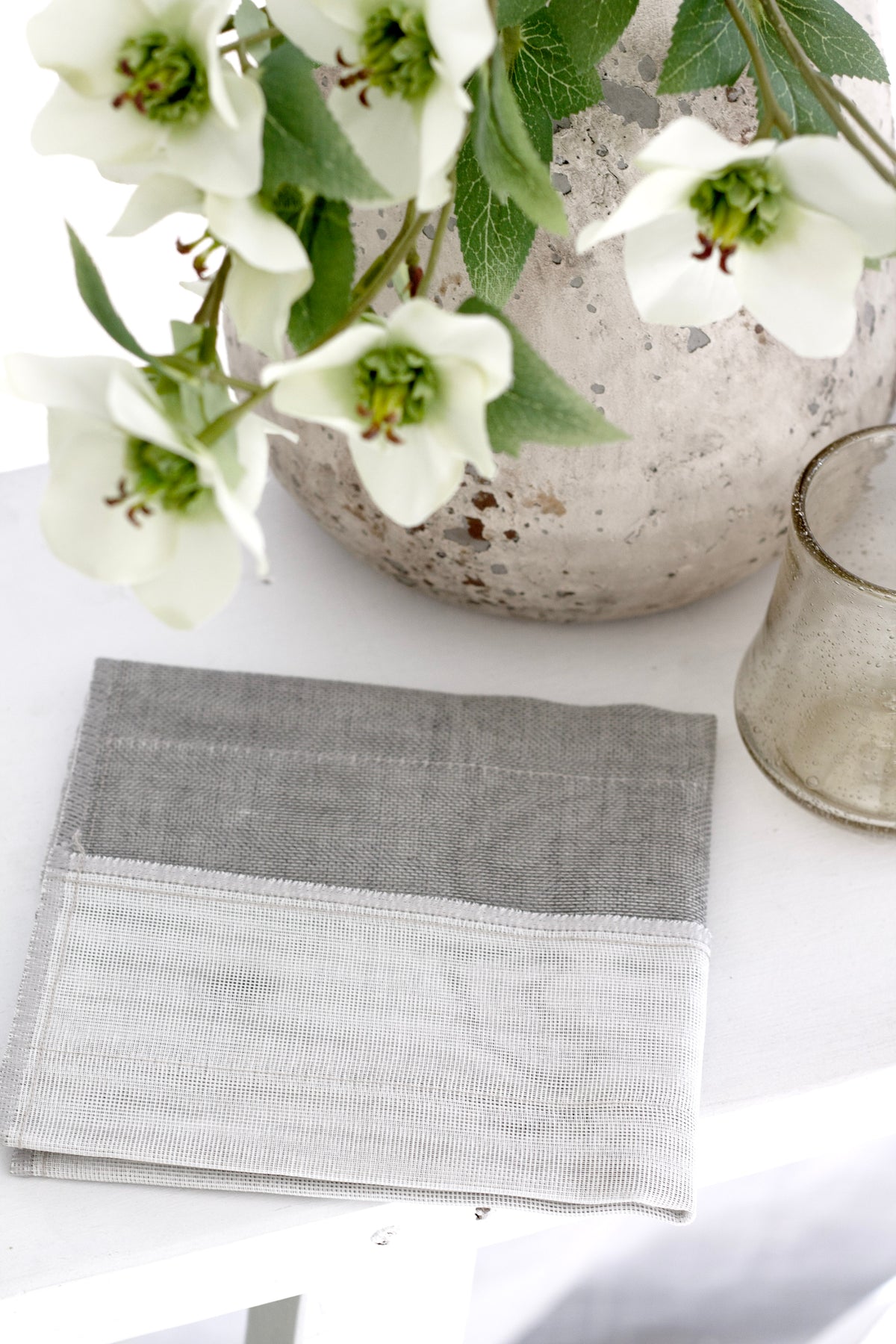 Nawrap Rib Dishcloth in grey and white, woven Japanese cloth