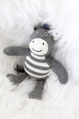 Bowie the Zebra Baby Rattle – 19cm | Soft Knit Cotton Toy by Lily & George