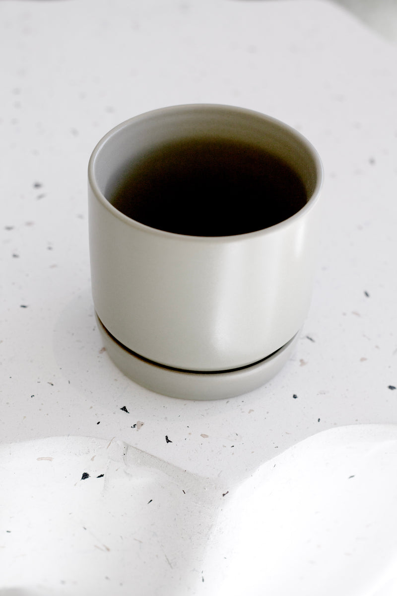 Oslo Planter – Sage Mini | Stoneware Pot with Saucer for Succulents & Cuttings