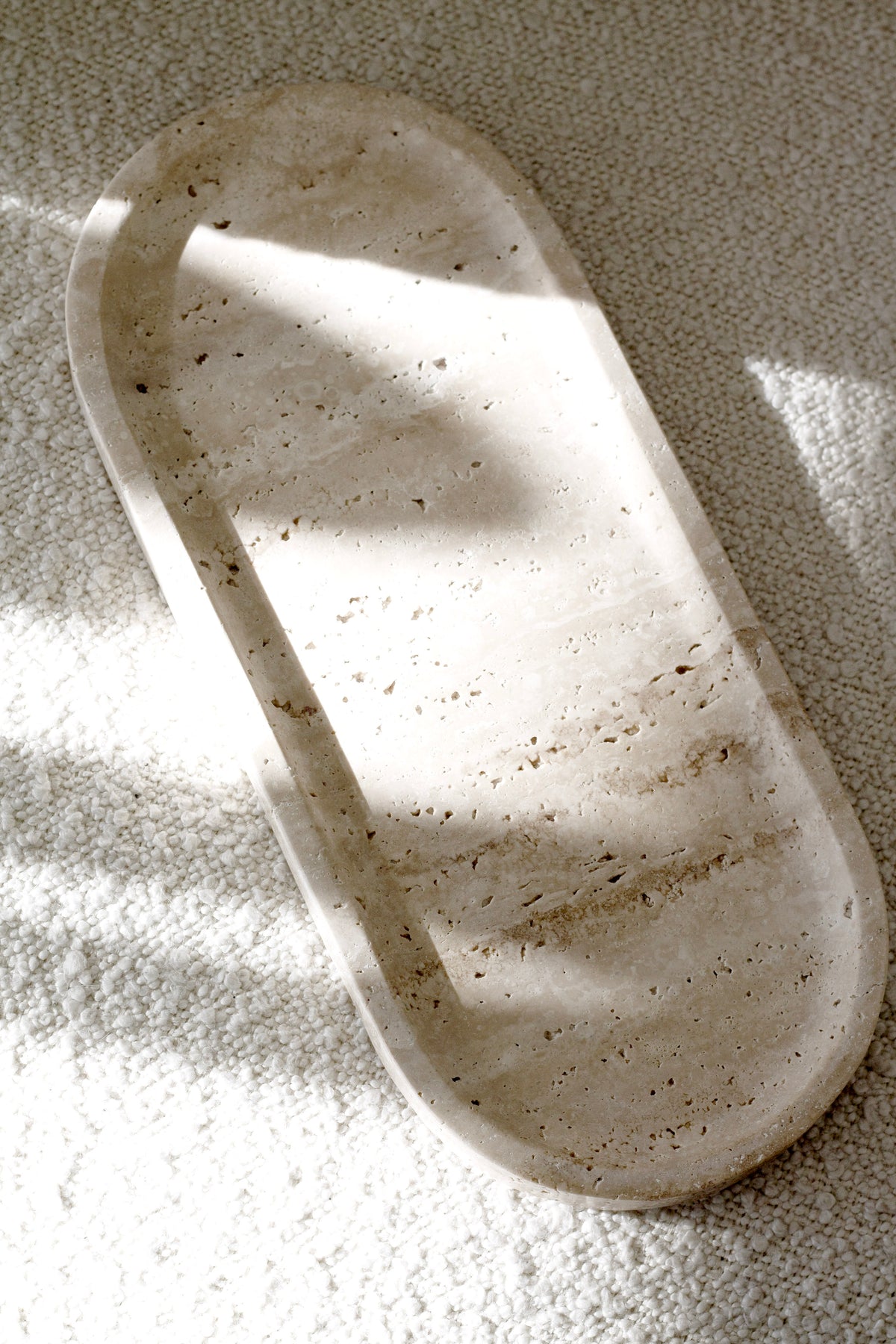 Line Tray styled with hand wash and lotion by a bathroom sink