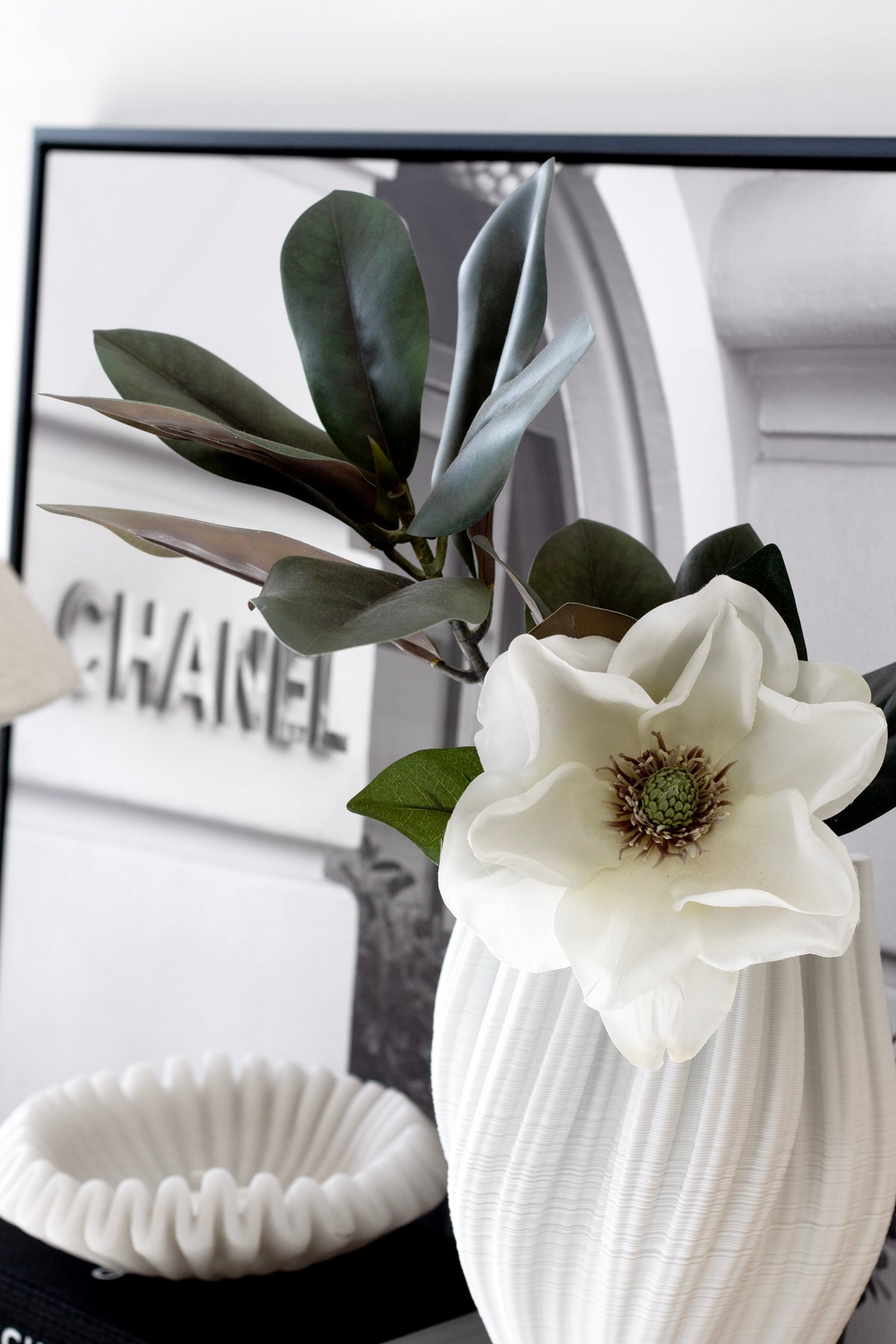 Magnolia Leaf Branch, 1m Faux Stem