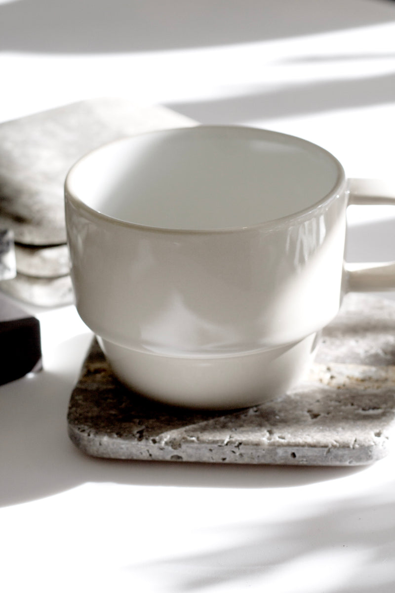 Stone Coasters – Natural Travertine & Dark Marble Set of 4 by Ned Collections