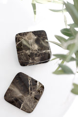 Stone Coasters – Natural Travertine & Dark Marble Set of 4 by Ned Collections