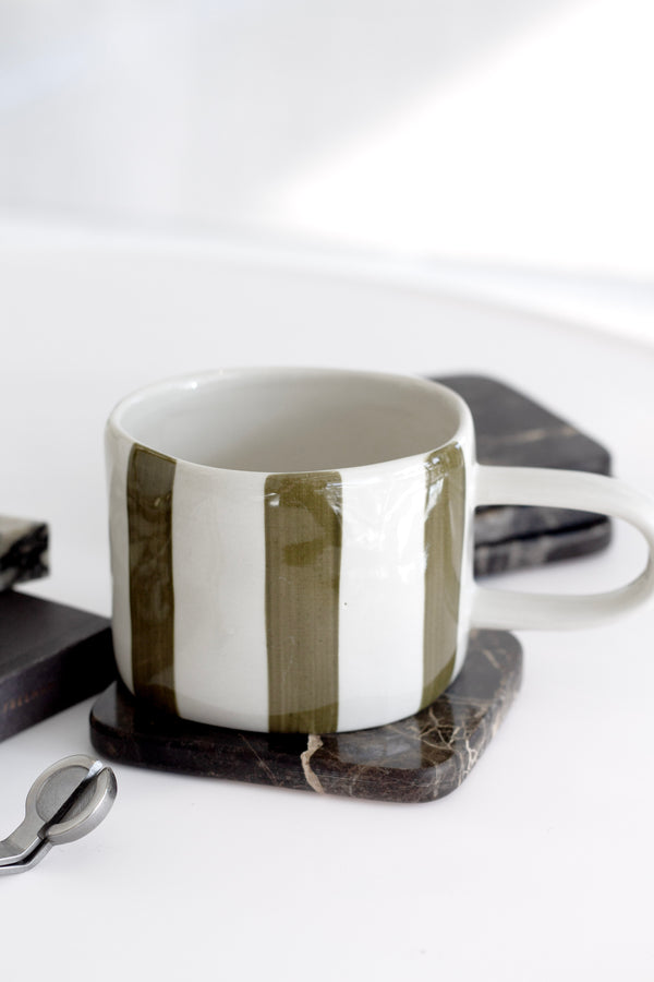 Fenton Stripe Mug – Hand-Painted Stoneware with Organic Stripes