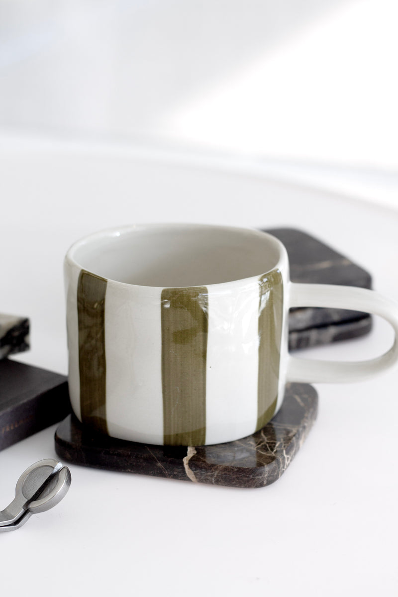 Fenton Stripe Mug – Hand-Painted Stoneware with Organic Stripes