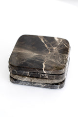 Stone Coasters – Natural Travertine & Dark Marble Set of 4 by Ned Collections