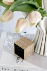 Karlsson Mini Cube LED Alarm Clock — Bamboo, Silent, USB, 6.3cm