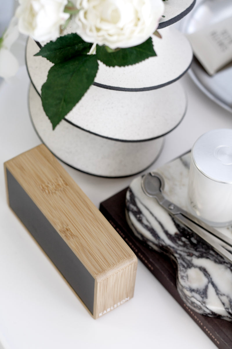 Karlsson Bamboo Tube Digital Alarm Clock – LED Time & Temperature