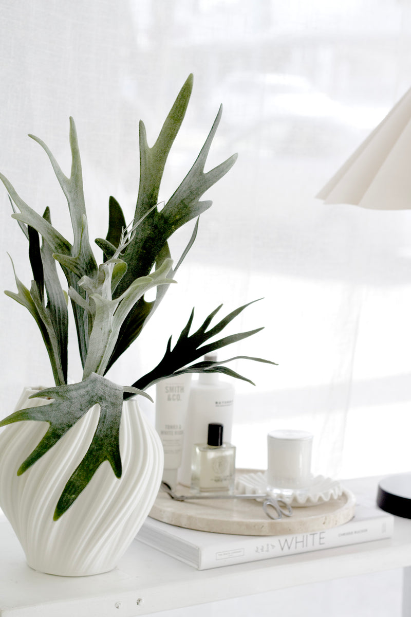 Amelie 3D Printed Ceramic Vase in White – Sculptural Watertight Vessel (Small or Large)
