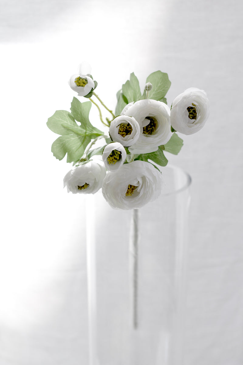 Ranunculus Spray White 48cm – Artificial Flower Stem