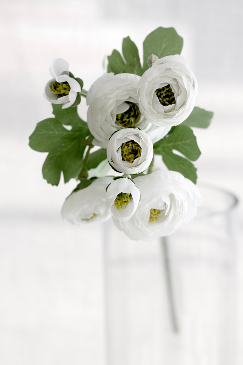 Ranunculus Spray White 48cm – Artificial Flower Stem