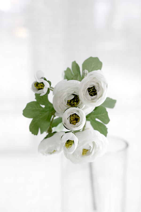 Ranunculus Spray White 48cm – Artificial Flower Stem