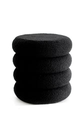 Tiered Bouclé Ottoman – Sculptural White Textured Seat - White / Black