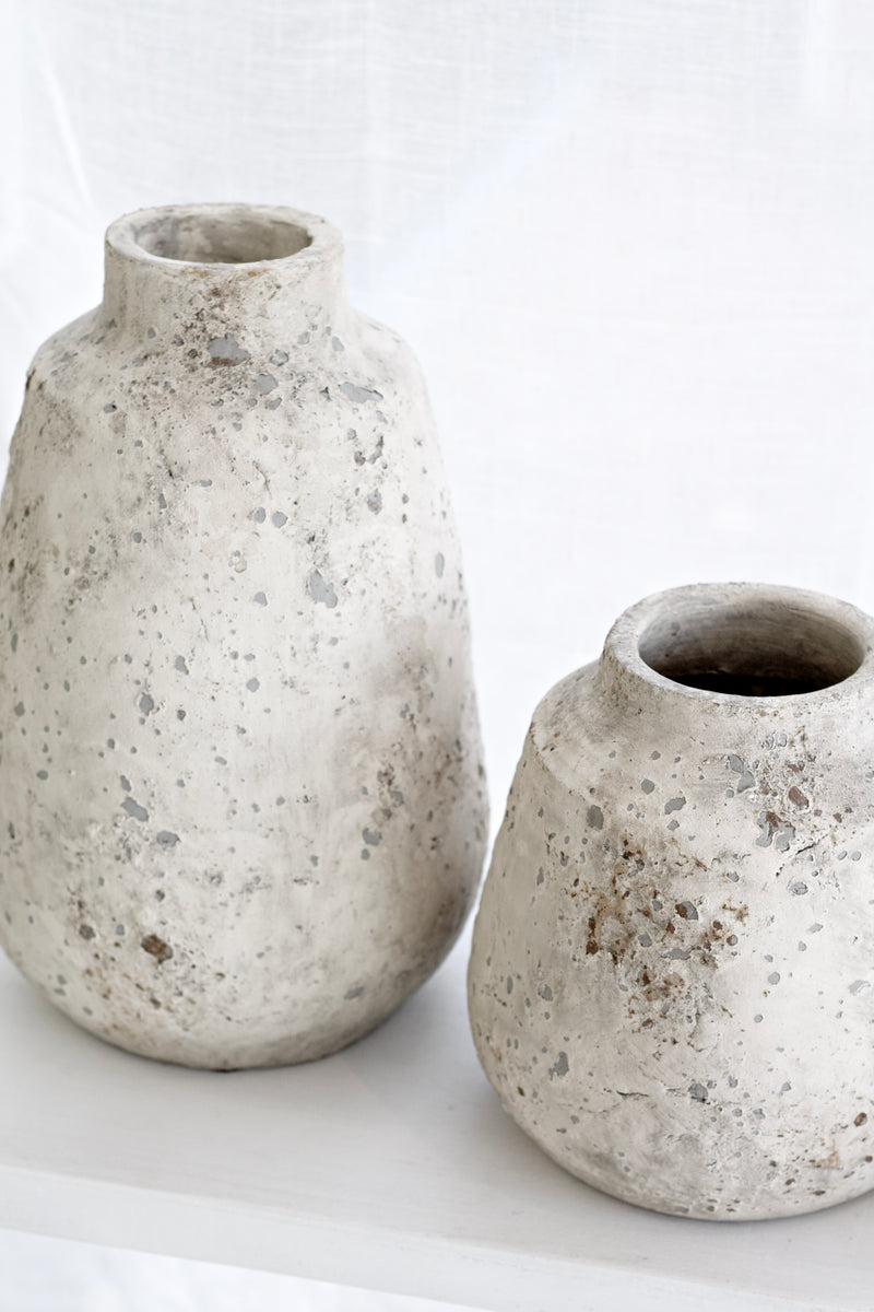 Caspian Rustic Vase – Aged Stone Look in Small or Medium Size