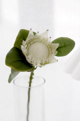 King Protea Spray White – 53cm Real-Touch Faux Stem