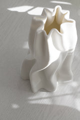 Anouk White 3D Printed Ceramic Vase – Sculptural Wave Design