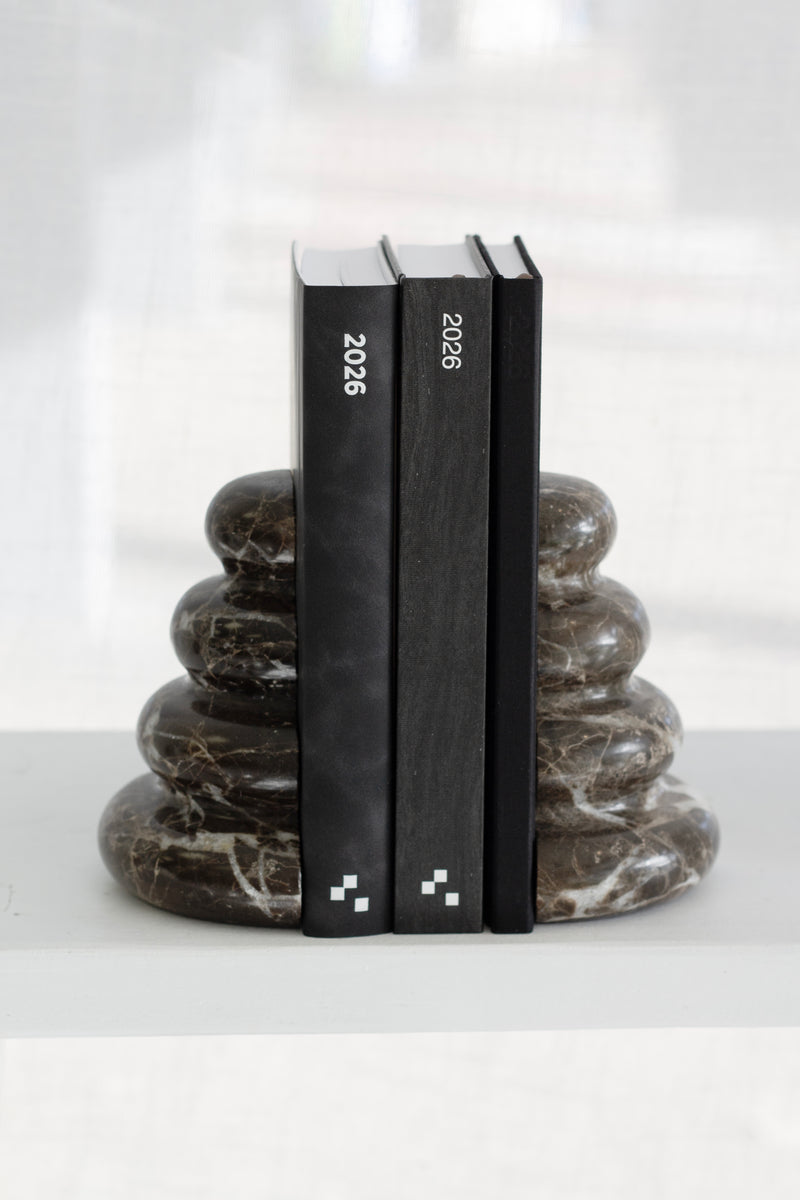 Casa Dark Marble Bookends – Polished Sculptural Pair