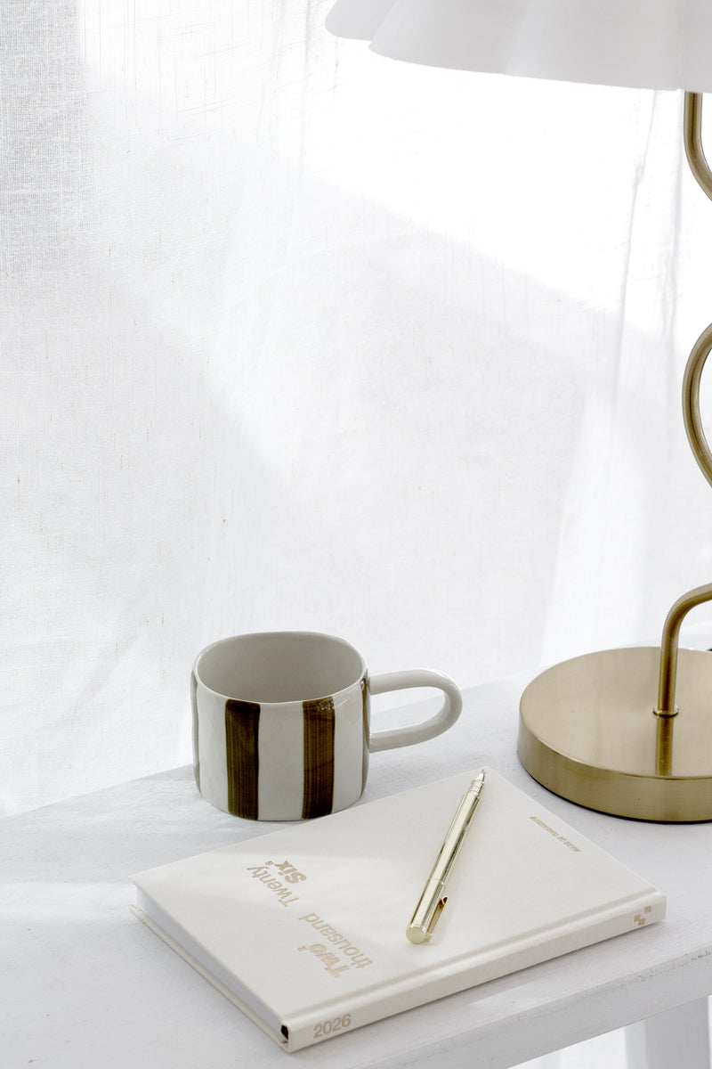 Fenton Stripe Mug – Hand-Painted Stoneware with Organic Stripes