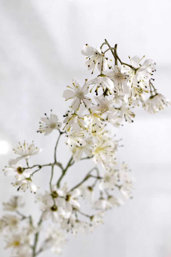 Hawthorn Blossom Spray – Tall White Artificial Stem