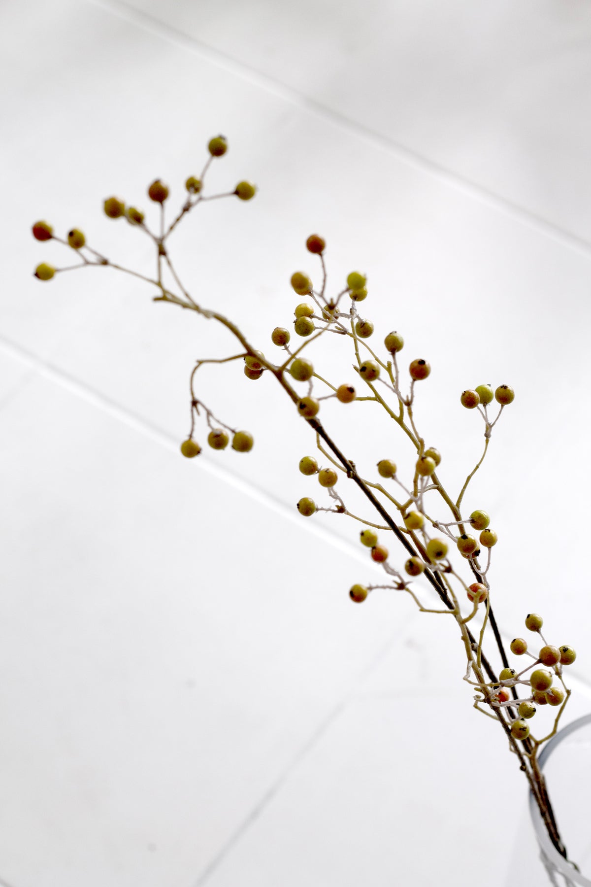 Long Berry Branch, Green & Brown 94cm Faux Stem