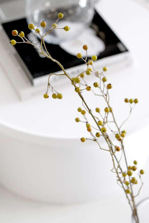 Long Berry Branch Green/Brown – Artificial Floral Stem 94cm